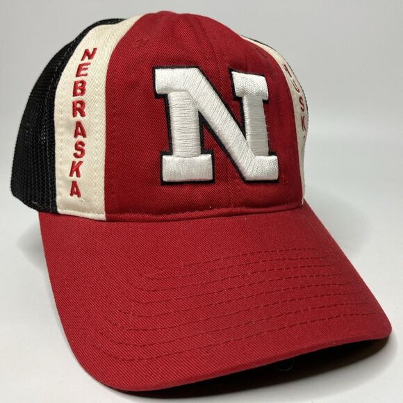 Vtg Nebraska Huskers Hat Cap Red White Black Mesh Snapback Embroidered N Logo - Picture 1 of 10